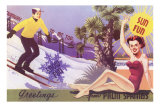 Greetings from Palm Springs, Skier and Swimmer Prints