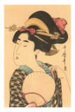 Japanese Woodblock - Portrait of Woman with Fan Prints
