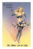 Blonde avec ceinture de shakers pour cocktails Posters