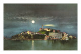 Moon over Alcatraz, San Francisco, California Affiches