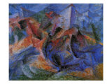 Horse Rider Houses Cavallo Cavaliere Caseggiato reproduction procédé giclée par Umberto Boccioni