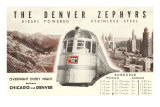 Schedule for Denver Zephyr Train Posters