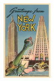 Greetings From New York with Statue of Liberty Prints