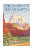 Poster, Zion, Bryce, Grand Canyon, National Parks Posters
