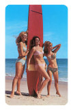 Three Gidgets on Beach, Retro Láminas