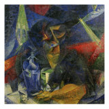 Woman in a Cafe: Compentrations of Lights and Planes Giclee Print by Umberto Boccioni