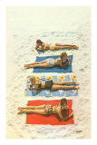 Four Girls on Beach Towels Plakát