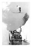 Man Ski-Jumping over Road Fotografie Man Ski-Jumping over Road Fotografie