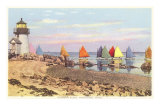 Boats with Colored Sails, Nantucket, Massachusetts Prints