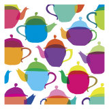 Retro Teapots Giclee Print by Louise Cunningham