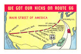 Karte der Route 66 Poster