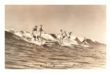 Long Board Surfers off California Posters