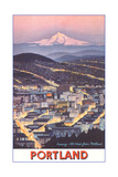 Poster of Mt. Hood over Portland, Oregon Lámina