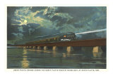 Moon over Train on Bridge, North Platte,  Nebraska Láminas