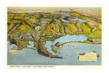 Carte en relief de San Diego, Californie Posters