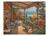 Log Cabin Covered Porch Giclee Print by Sung Kim