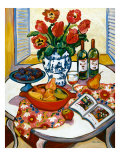 Blue Platter with Plums Giclee Print by Suzanne Etienne
