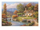 Cottage Stream Giclee Print by Sung Kim