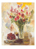 Red Roses in Crystal Vase Giclee Print by Yona 