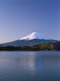 Sunrise on Mount Fuji from Lake Kawaguchi, Yamanashi Prefecture, Japan Photographic Print by Nigel Blythe