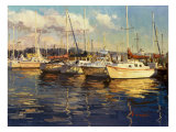 Boats on Glassy Harbor Reproduction procédé giclée par Furtesen 