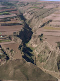 Terracing at Harvest Time, Near Lanzhou, Gansu Province, China Photographic Print by Tom Ang