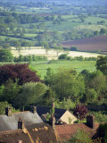 Roofs of Houses in Shaftesbury and Typical Patchwork Fields Beyond, Dorset, England, United Kingdom Photographic Print by Julia Bayne