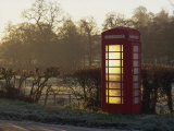Red Telephone Box on a Frosty Morning, Snelston, Hartington, Derbyshire, England, UK Photographic Print by Pearl Bucknall