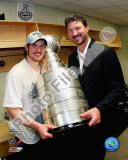 Sidney Crosby & Mario Lemieux Game 7 - 2008-09 NHL Stanley Cup Finals With Trophy Photo