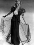Bette Davis Wearing Black Taffeta Gown with Black Lace Bolero Jacket, c.1937 Affiche