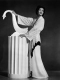 Kay Francis Modeling White-Crepe Lounging Robe with Crimson Trim, 1937 Prints