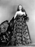 Deanna Durbin in Hoop Skirt Styled Lace Fabric Flowered Evening Dress Designed by Howard Greer, 194 Láminas