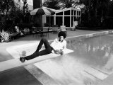 Michael Jackson at Home in Los Angeles by the Poolside, Lounging on Diving Board, February 23, 1973 Photographic Print