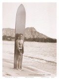 Duke Kahanamoku with Surfboard, Hawaii, c.1930 Prints
