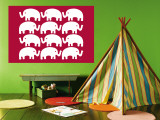 Red Elephant Family Wall Mural by Avalisa 