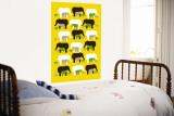 Yellow Elephant Pattern Mural por Avalisa Yellow Elephant Pattern Mural por Avalisa