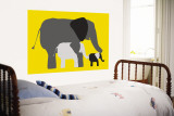 Yellow Elephants Wandgemälde von Avalisa 