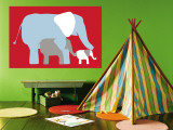 Red Elephants Mural por Avalisa Red Elephants Mural por Avalisa
