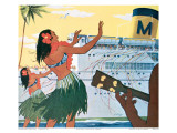 Hula Greeting on Boat Day, Honolulu Harbor, Hawaii, c.1930 Posters