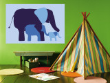 Blue Elephants Wall Mural by Avalisa 