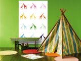 Rainbow Giraffes Wall Mural by Avalisa 