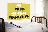 Yellow Counting Elephants Wall Mural by Avalisa 