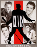 Elvis King of Rock n Roll Plaque en métal