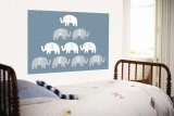 Blue Counting Elephants Wandgemälde von Avalisa 