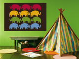 Brown Elephant Family Mural por Avalisa