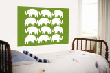 Green Elephant Family Wandgemälde von Avalisa 