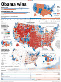 Obama Victory, Presidential Election 2008 Results by State and County Photographie