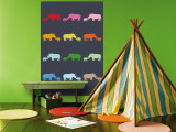 Blue Rainbow Rhinos Wall Mural by Avalisa 
