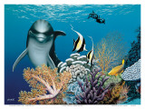Coral Garden, Hawaiian Dolphin Posters by Mark Mackay