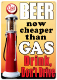 Beer now cheaper than gas .  Drink, don't drive Blikskilt